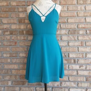 Lush NWT Harbor Blue Cocktail Fit and Flare Dress.
